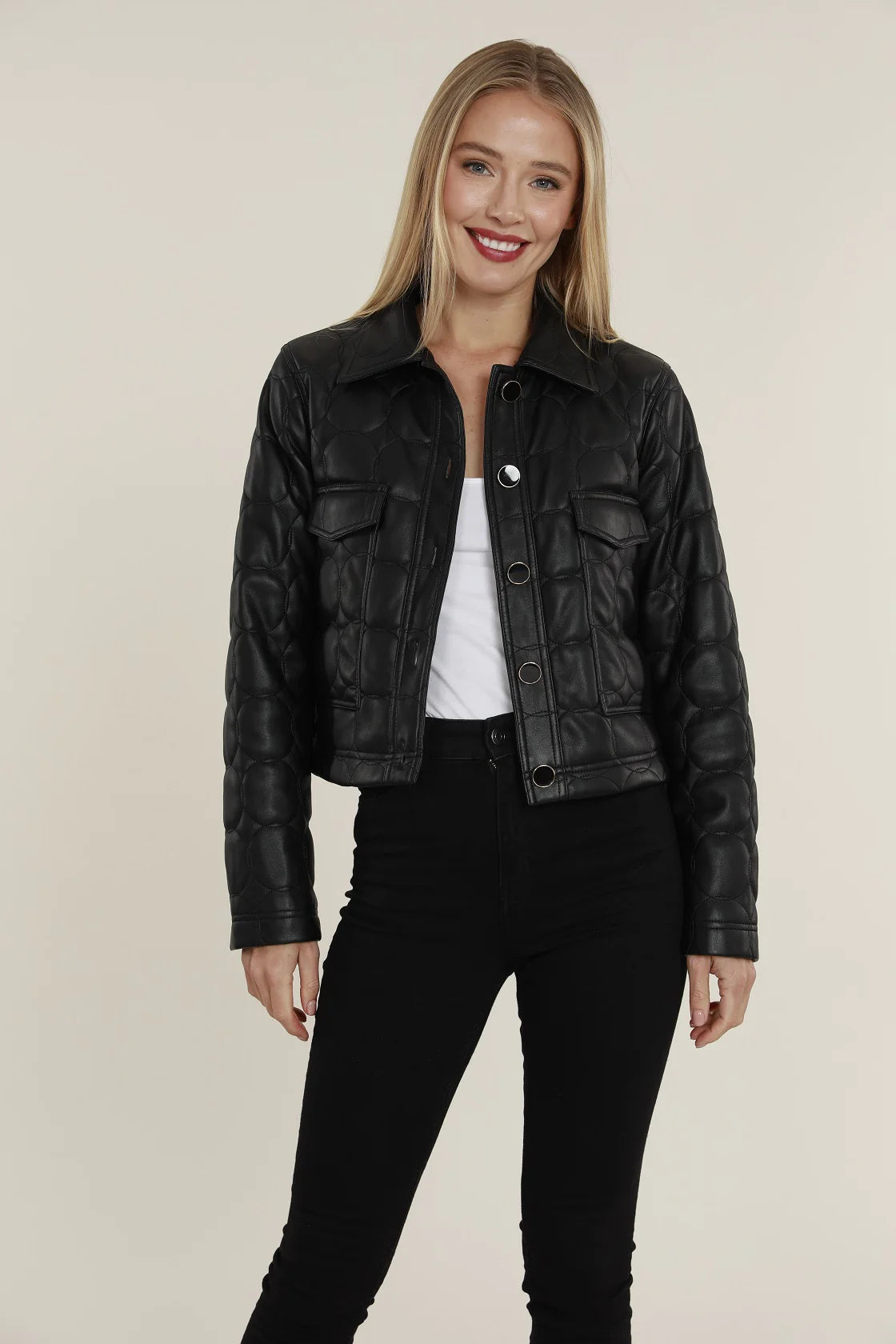 Vegan Leather Quilted Jacket