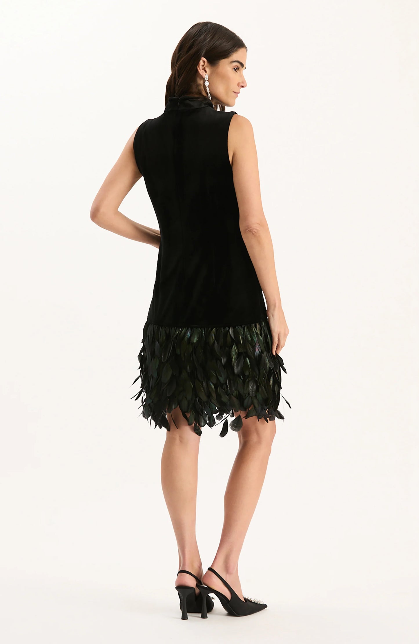 Colette Feather Velvet Midi Dress