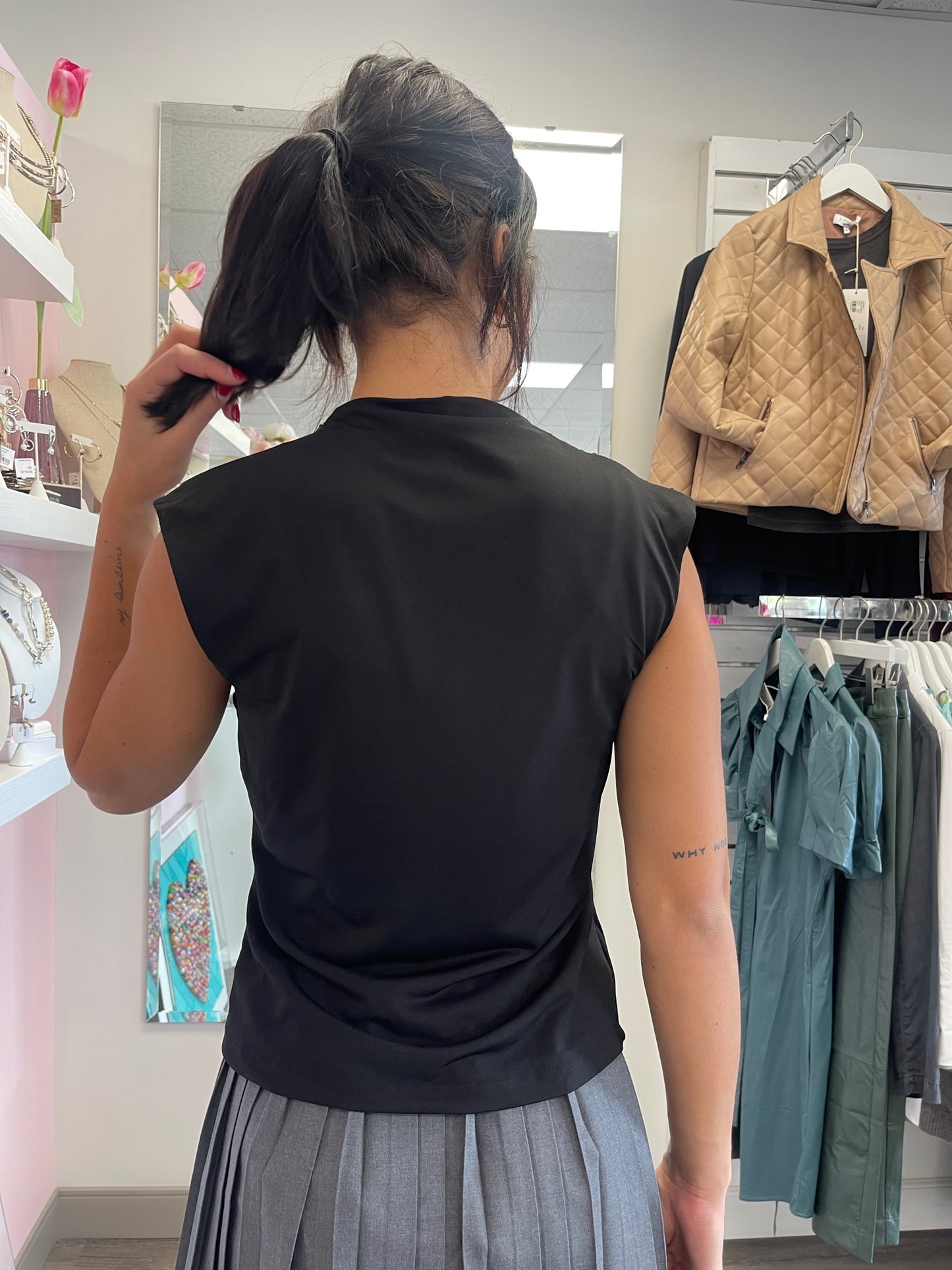 Shirred Sleeveless Top