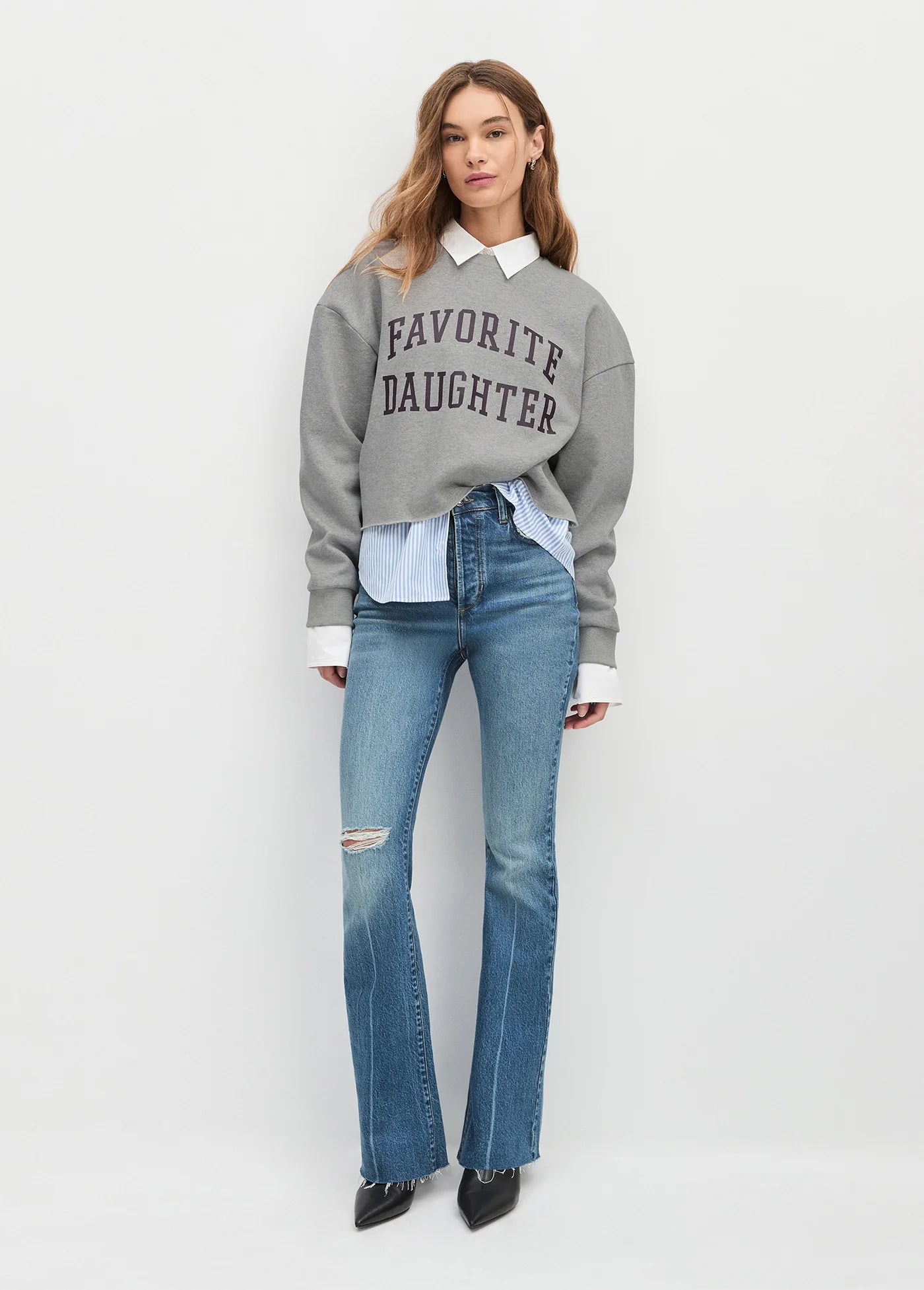 Cropped Collegiate Sweat Shirt