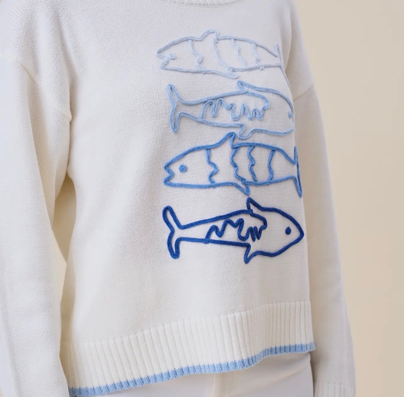 Sardine Embroidered Sweater - Tulips Little Pop Up Shop