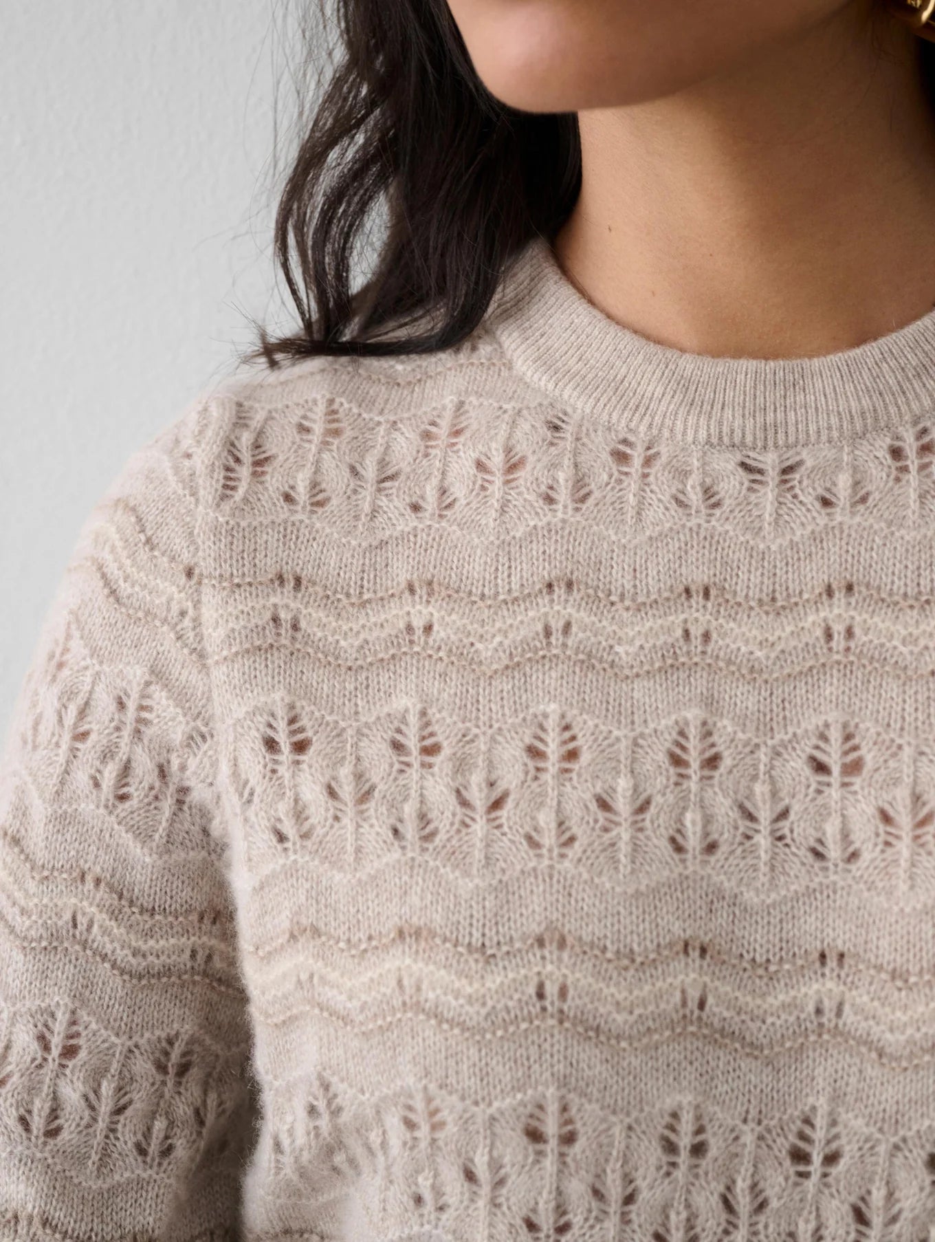 Cashmere Lace Stitch Crewneck