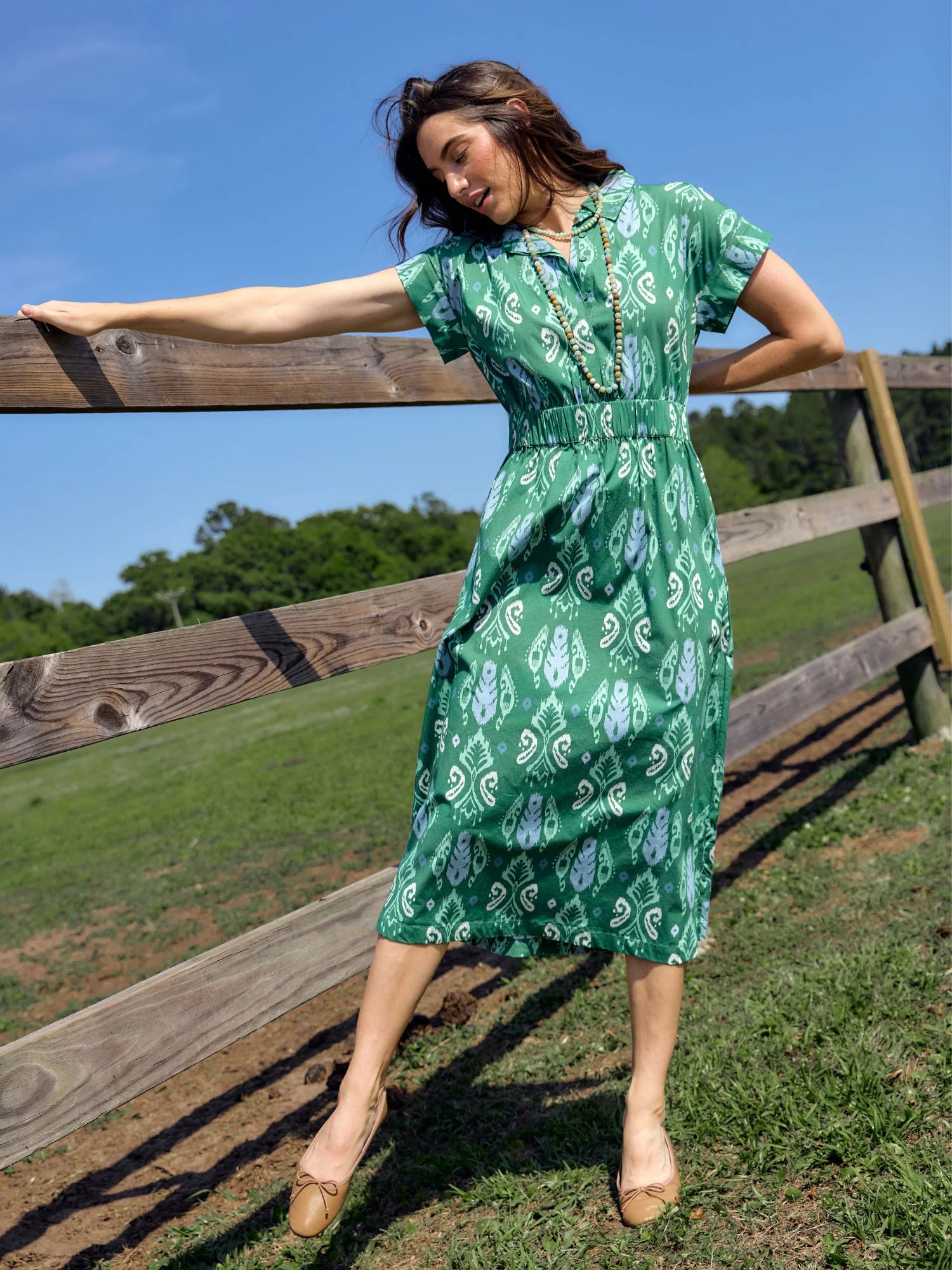 Lisa Midi Dress Small / Green Ikat Lisa Midi Dress Small / Green Ikat