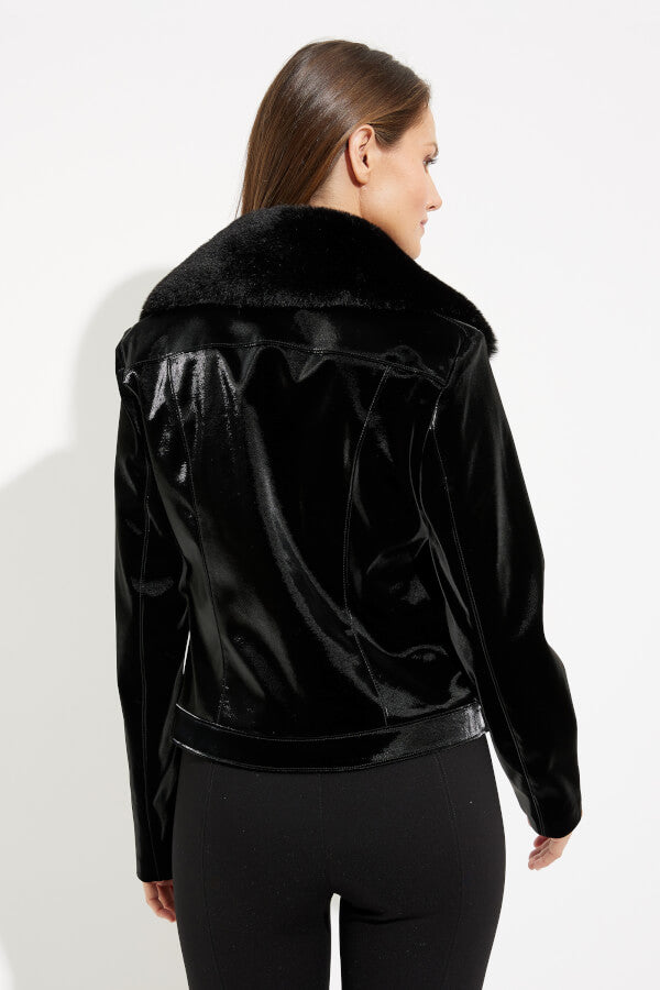Faux Fur Collared Moto Jacket