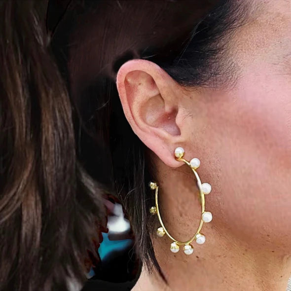 Large Pearl Hoops