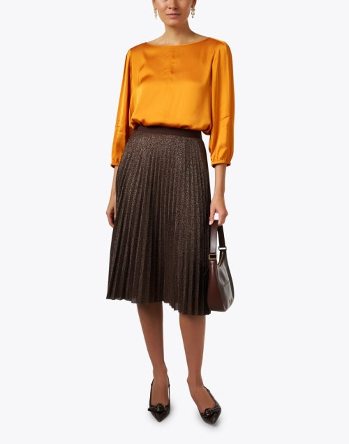 Pleated Sparkle Midi Skirt