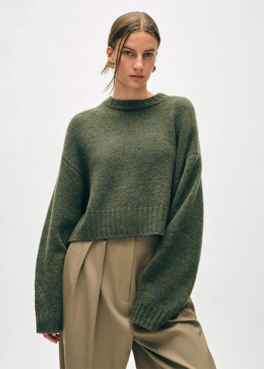 Luxe Boxy Cashmere Crew Sweater