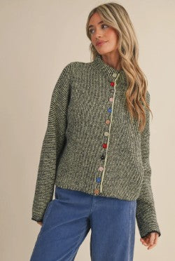 Button Mock Neck Sweater