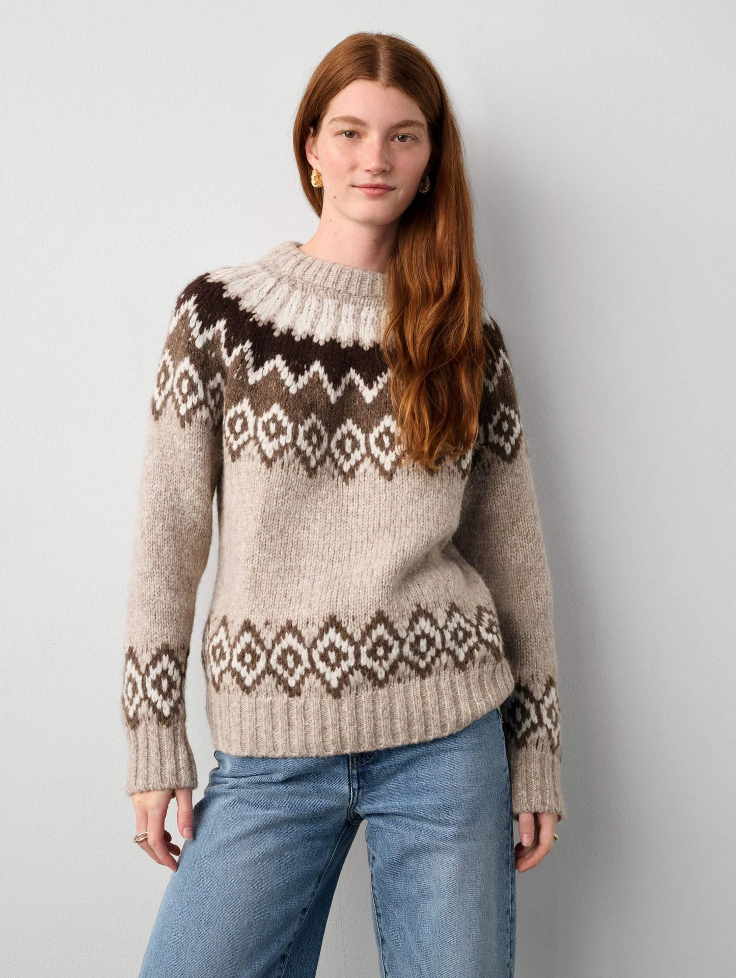 Fair Isle Alpaca Crewneck Sweater