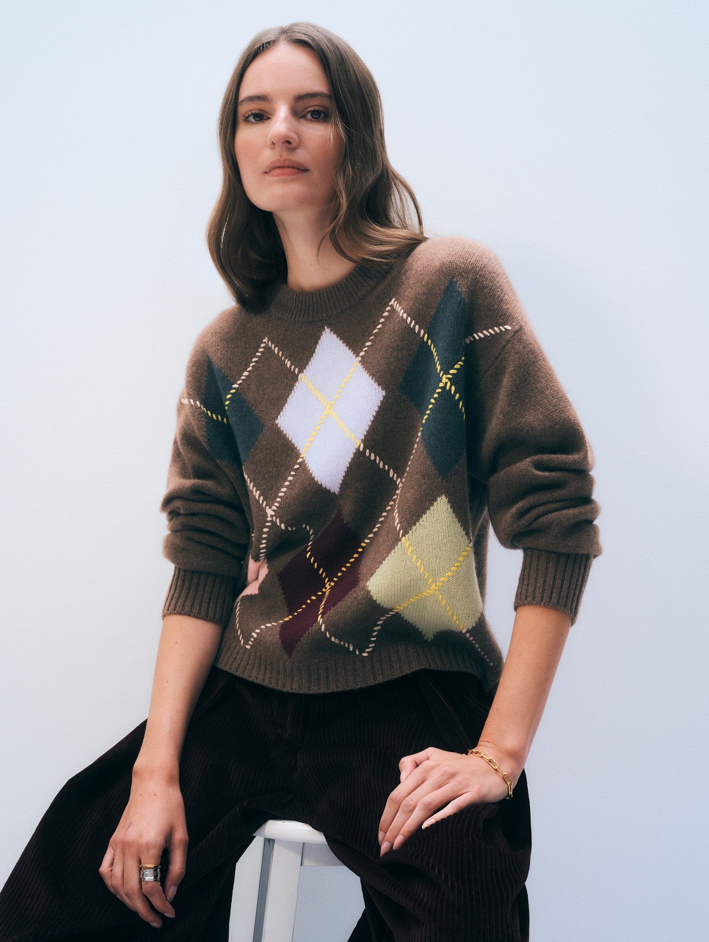 Argyle Crew Cashmere Sweater