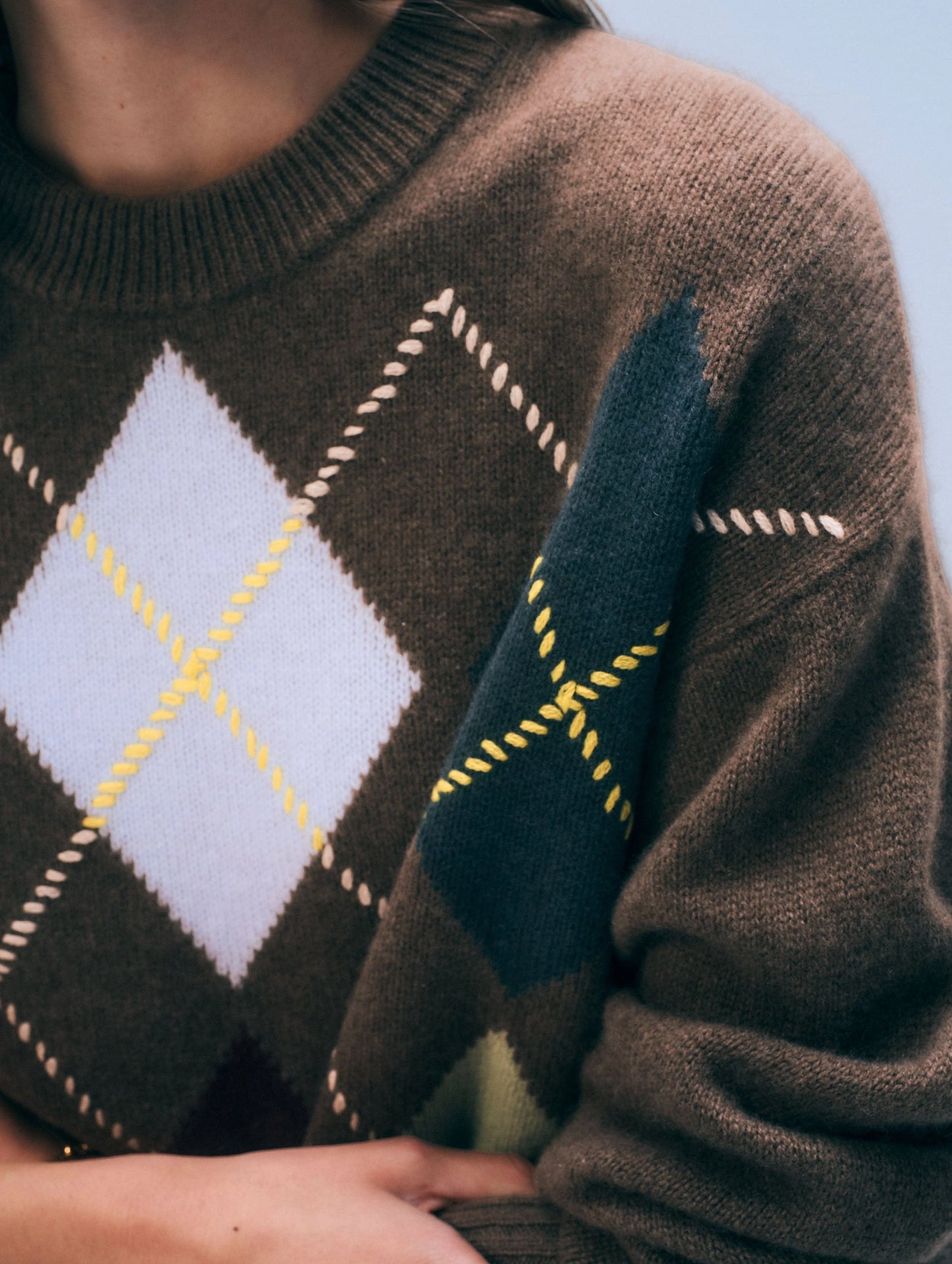 Argyle Crew Cashmere Sweater