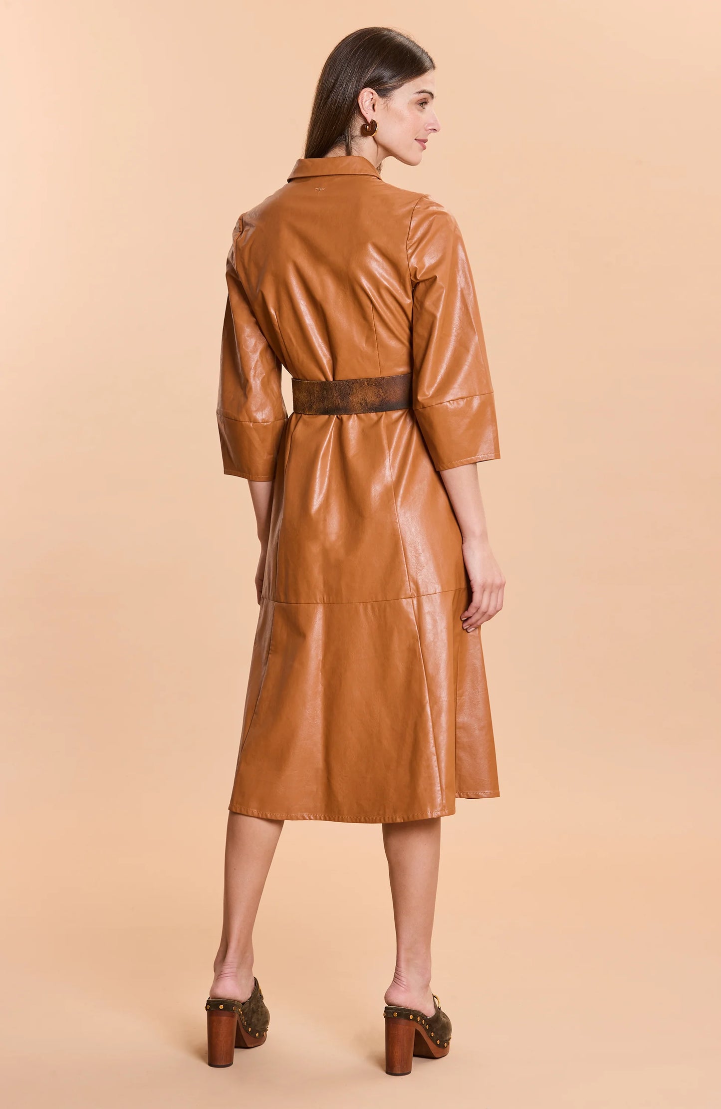 Beth Vegan Leather Midi Dress