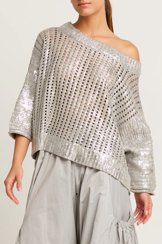 Metallic Crochet Sweater