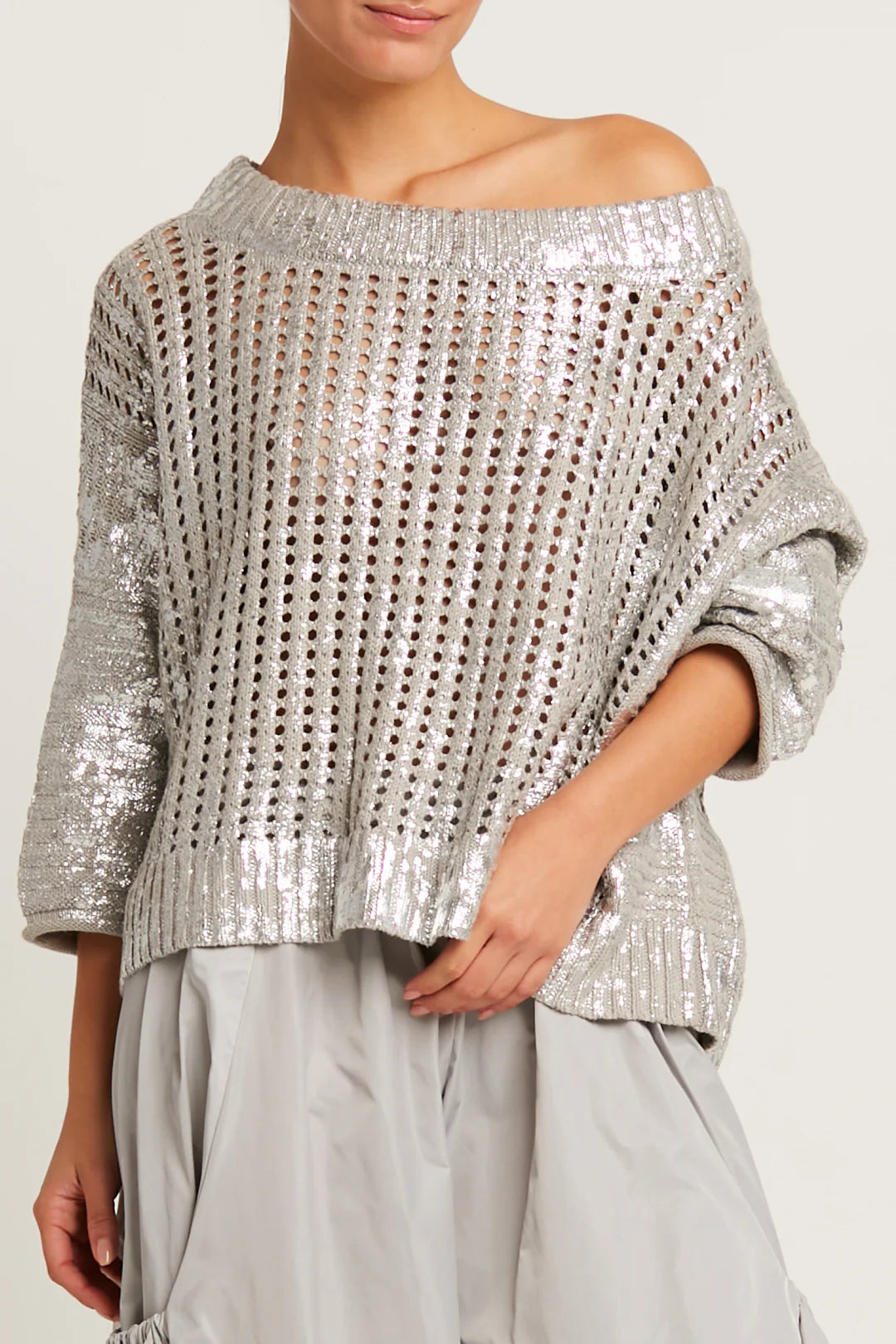 Metallic Crochet Sweater