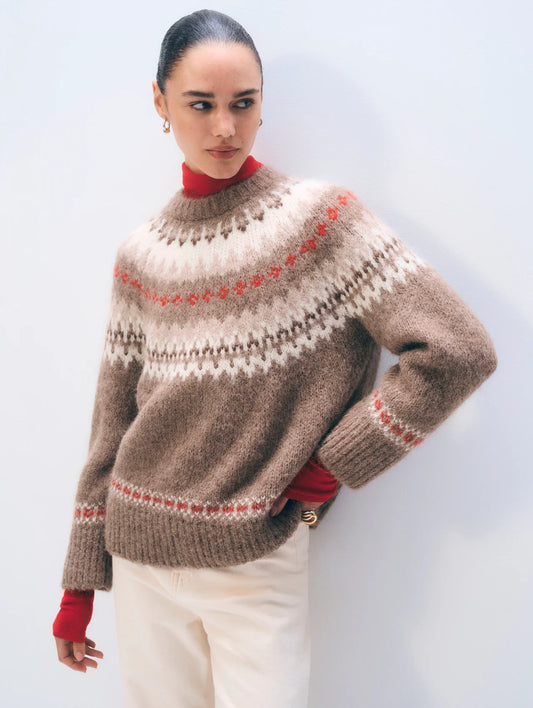 Fair Isle Alpaca Crewneck Sweater