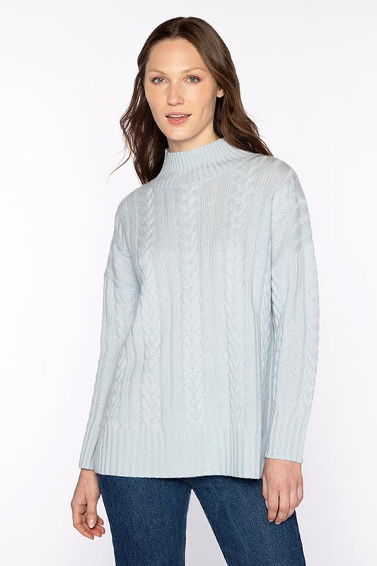 Luxe Cable Cashmere Funnel Sweater