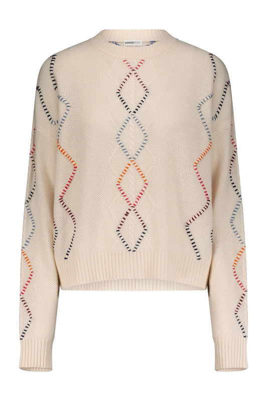 Cable Corded Fringe Sweater