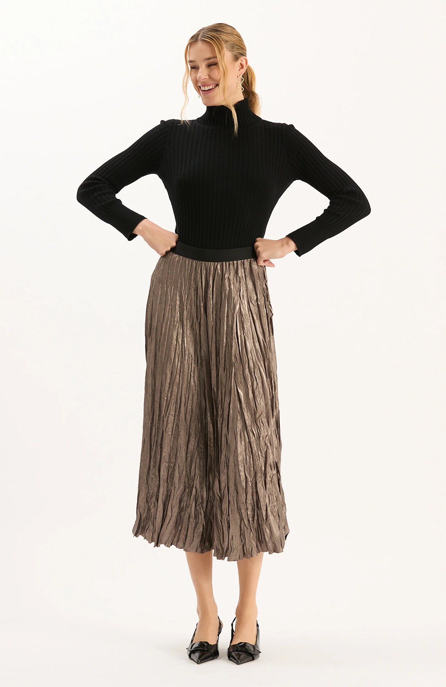 Cara Pleated Midi Skirt