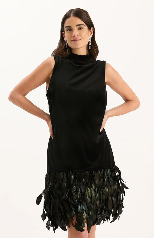 Colette Feather Velvet Midi Dress