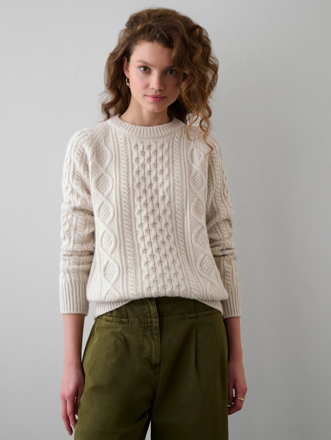 Luxe Cashmere Cable Crewneck