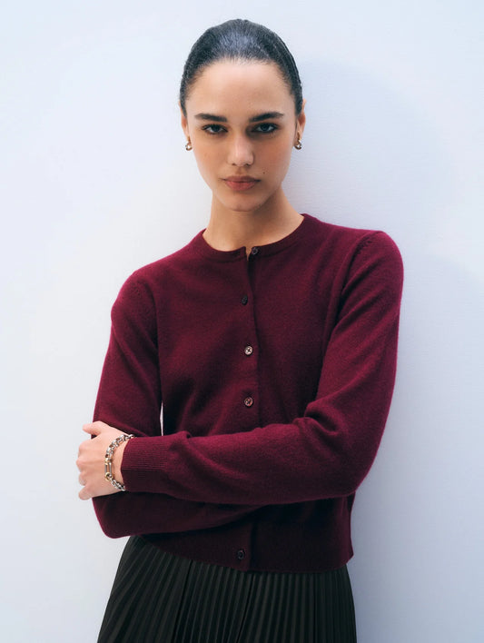 Crewneck Cashmere Button Cardigan