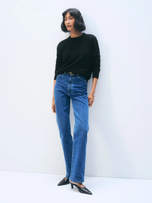 Rib Trim Cashmere Crew Sweater