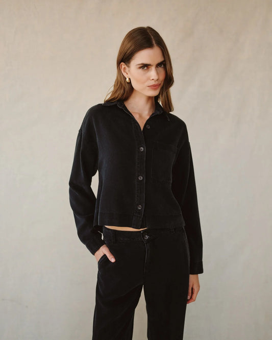 Crop Button Down Top