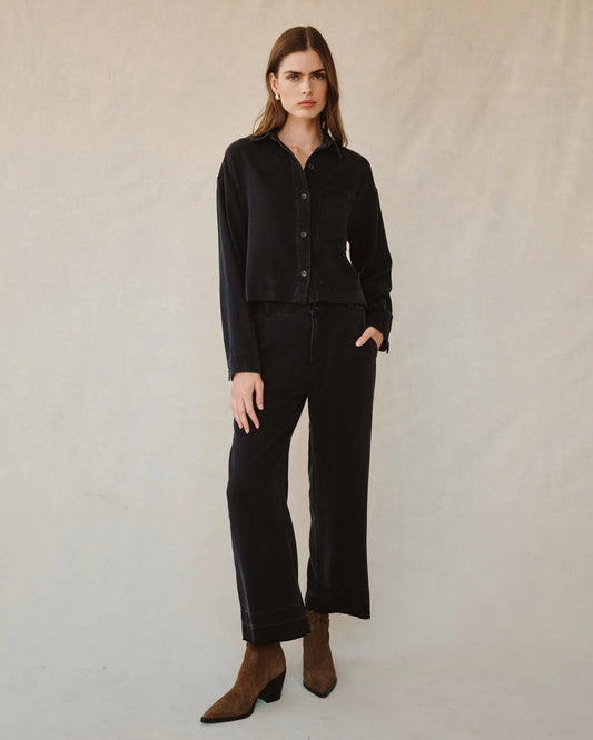 Crop Button Down Top