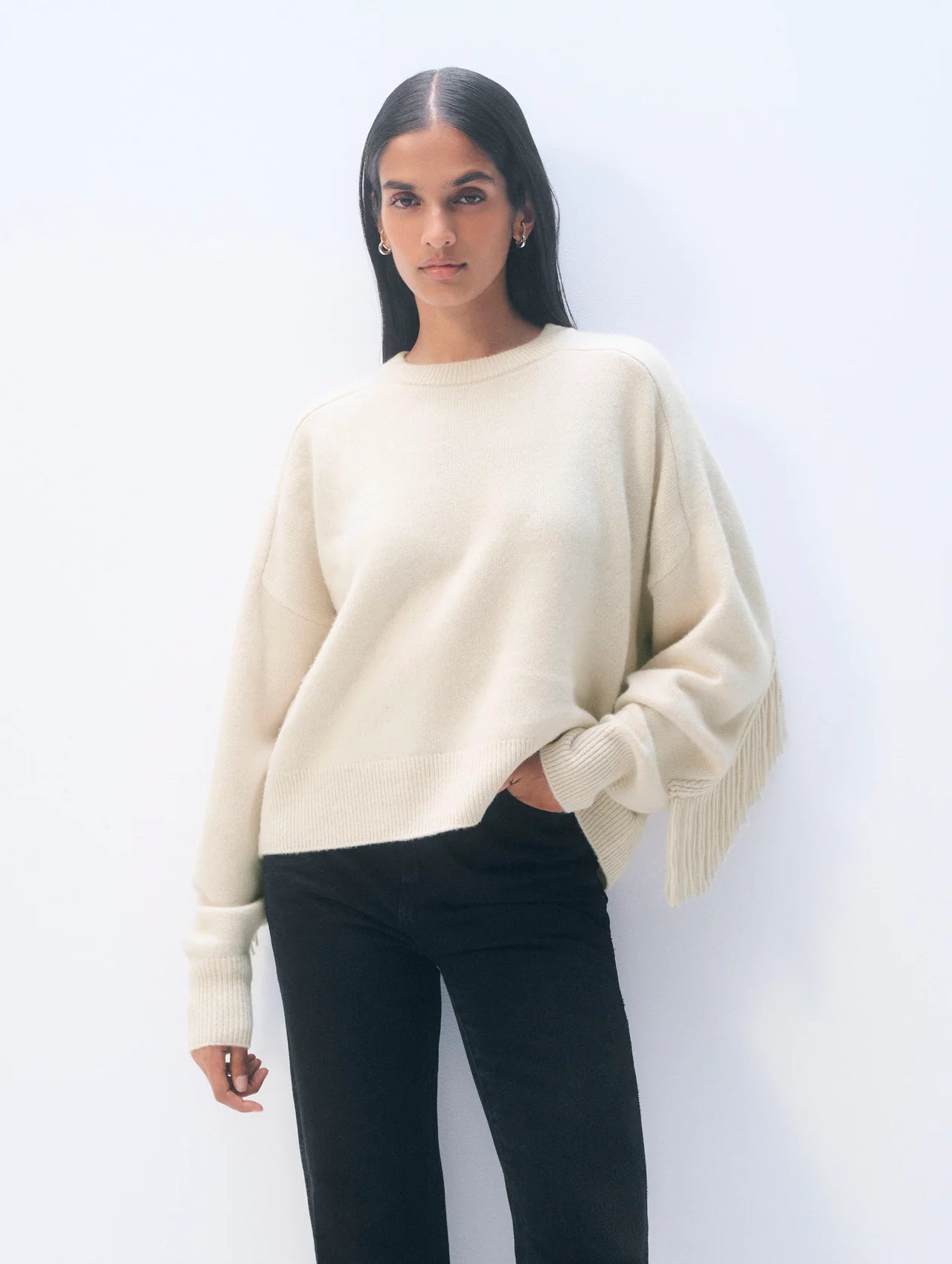 Luxe Fringe Blend Crewneck Sweater
