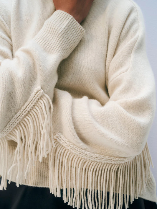 Luxe Fringe Blend Crewneck Sweater
