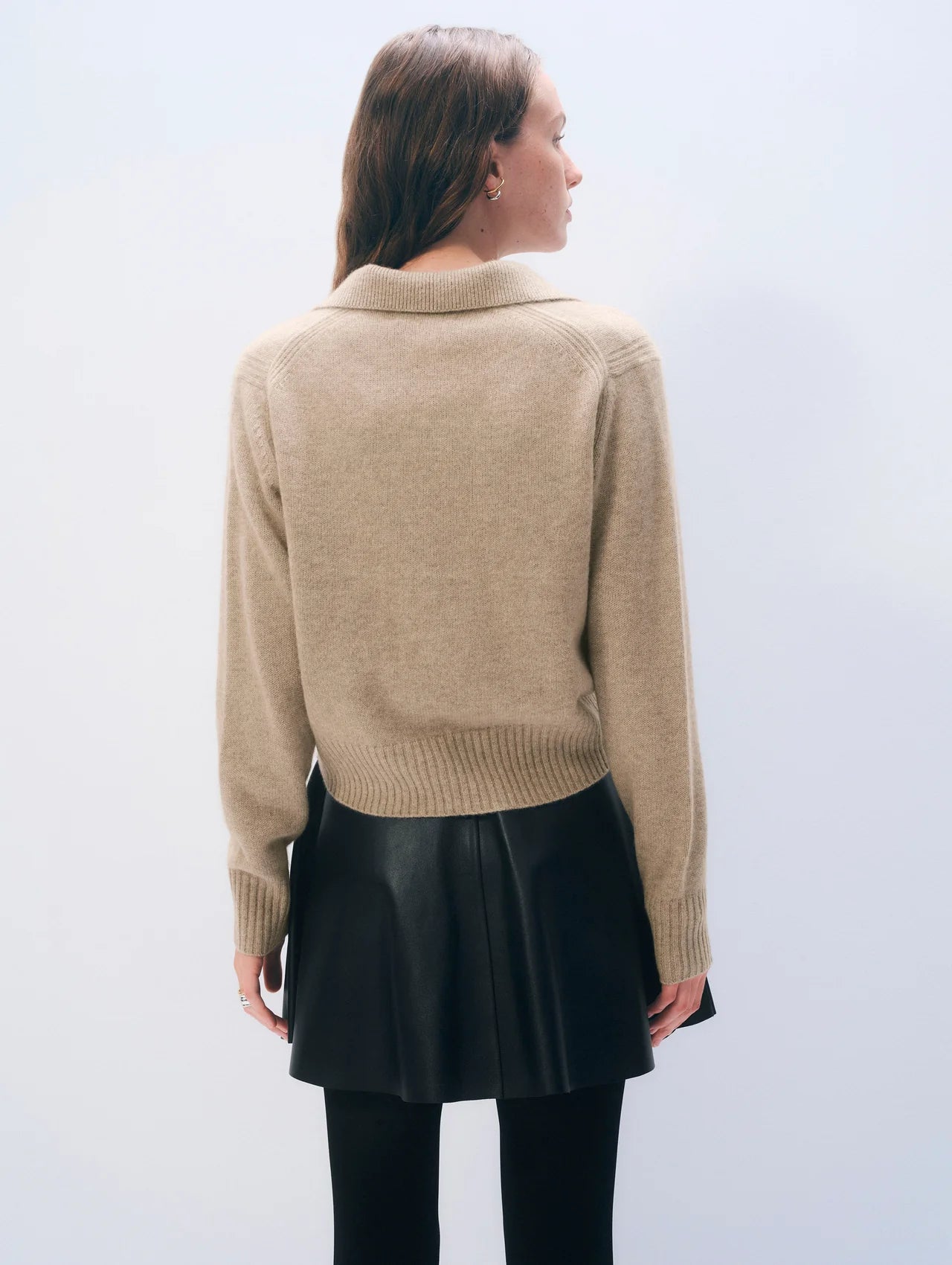 Gold Button Cashmere Polo Sweater