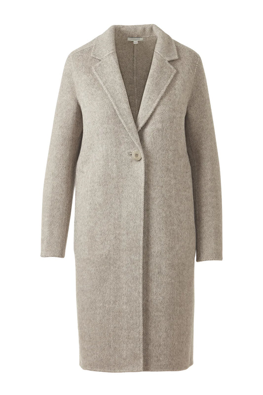Brushed Herringbone Notch Collar Coat