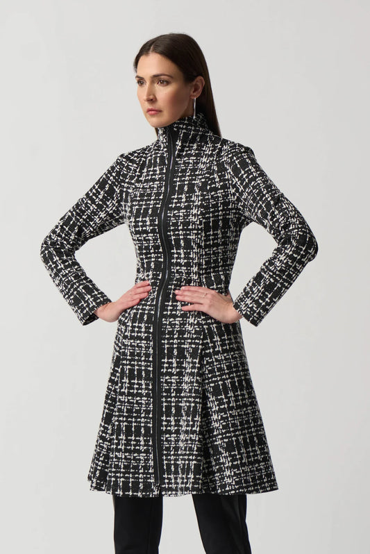 Checkered Knit Coat