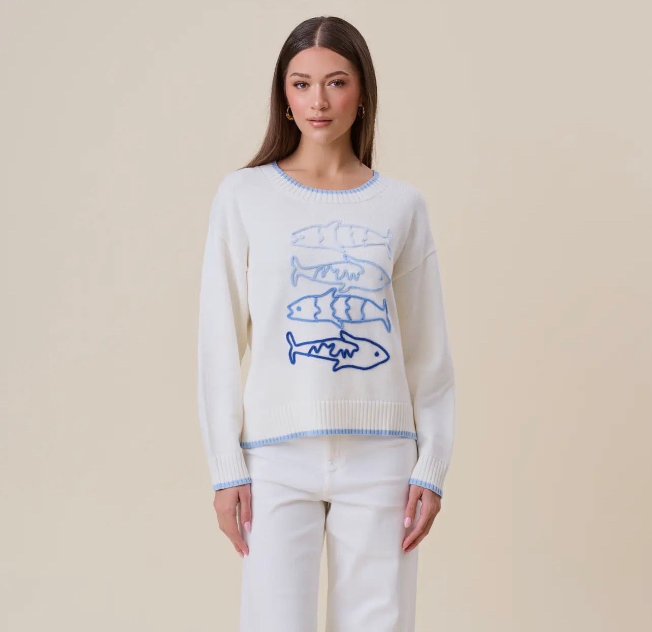 Sardine Embroidered Sweater - Tulips Little Pop Up Shop