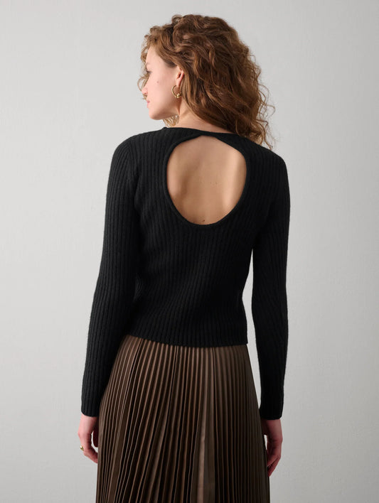 Cashmere Ribbed Open Back Sweater