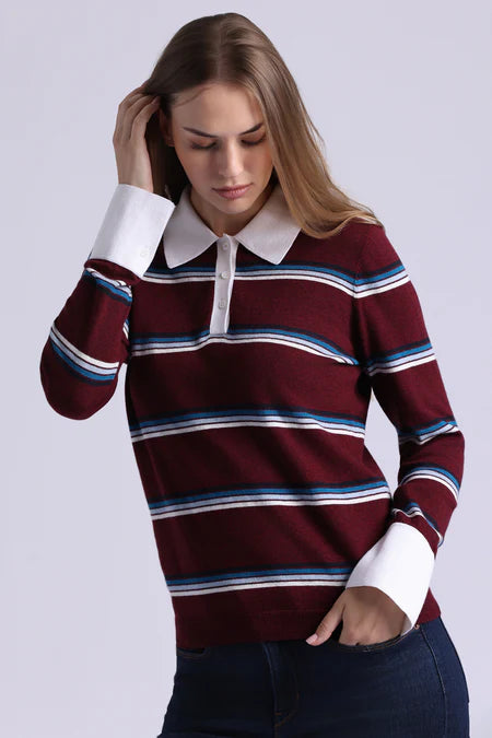 Striped Polo Sweater