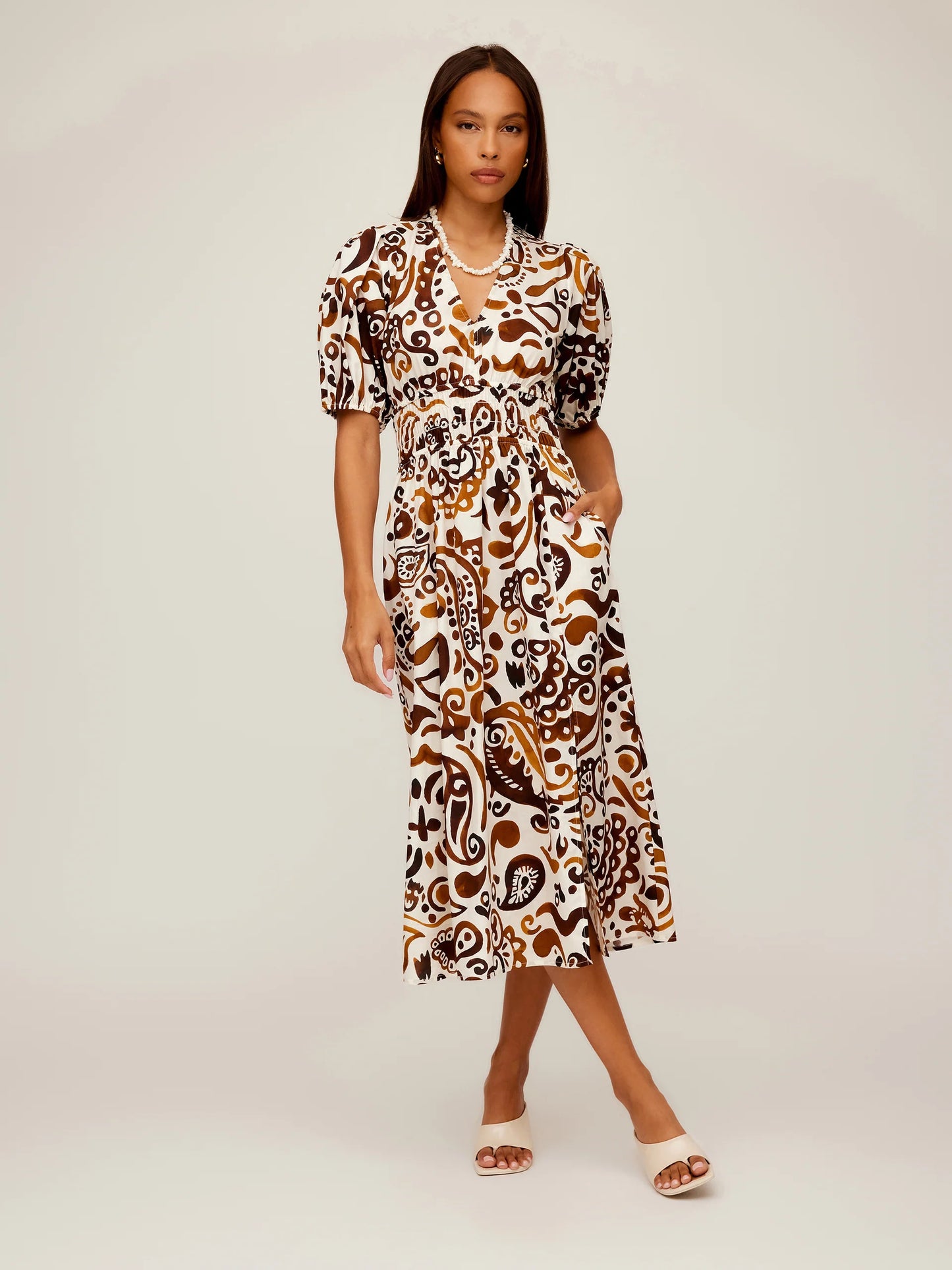 Poppy Shirred Midi Dress