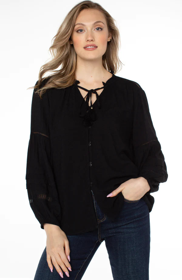 Tie Front Popover Blouse