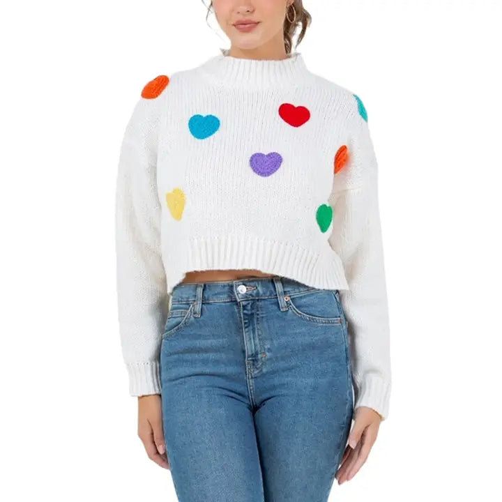 Rainbow Hearts Sweater