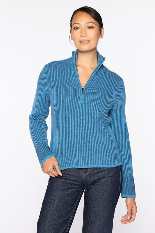 Plaited Rib Zip Cashmere Sweater