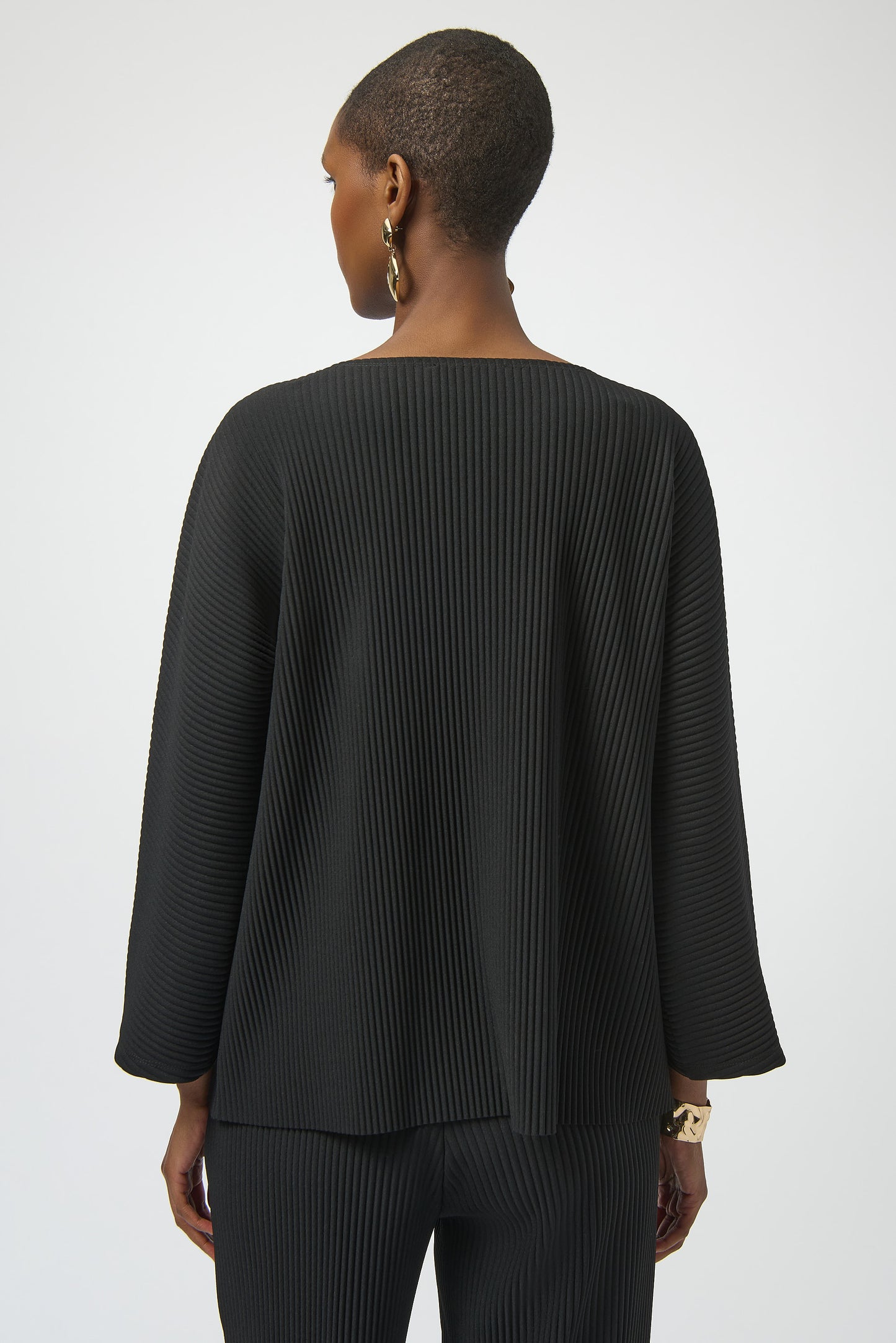 Ribbed Pleated Boxy Top