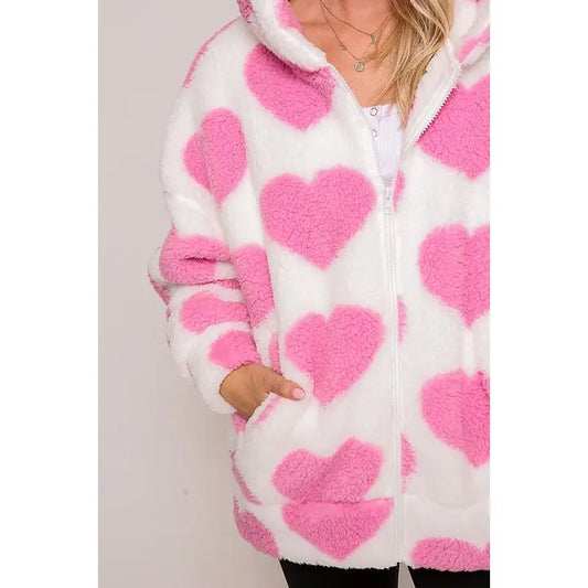 Sherpa Heart Print Jacket