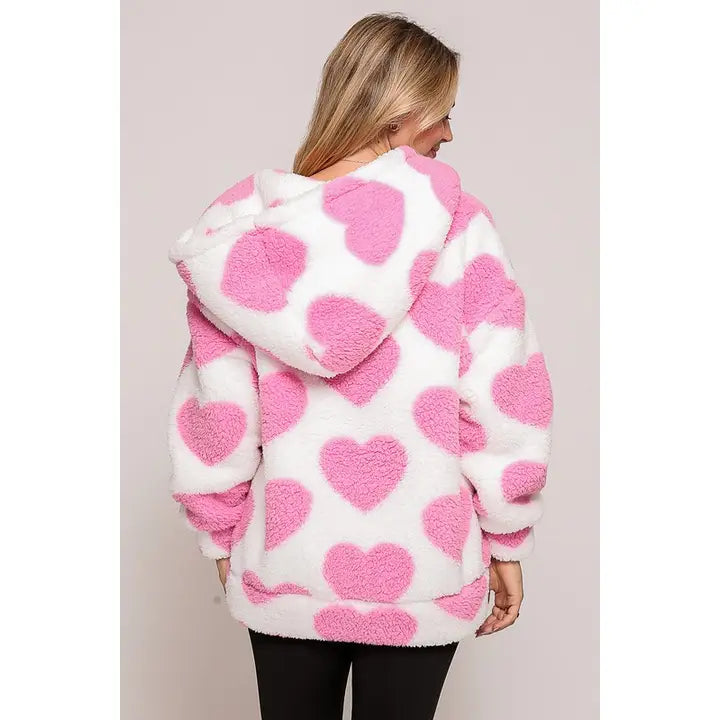 Sherpa Heart Print Jacket