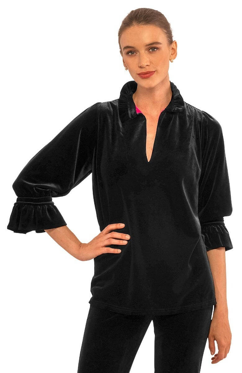 Ruffleneck Silky Velvet Tunic