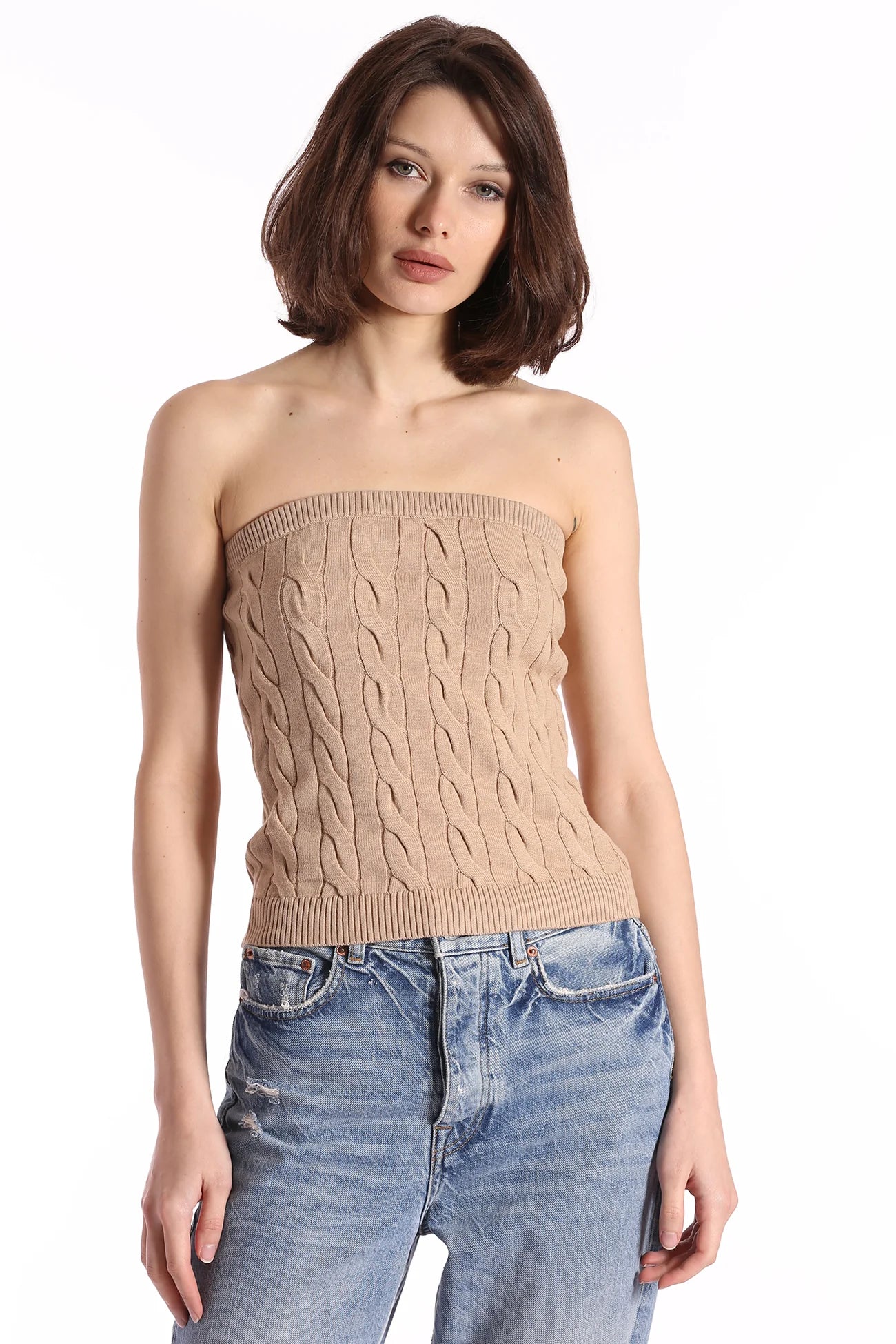 Cable Strapless Top