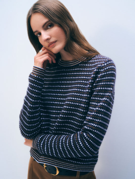 Stripe Crew Cashmere Sweater