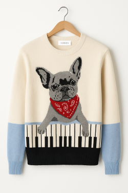 Frenchie Piano Cashmere Sweater