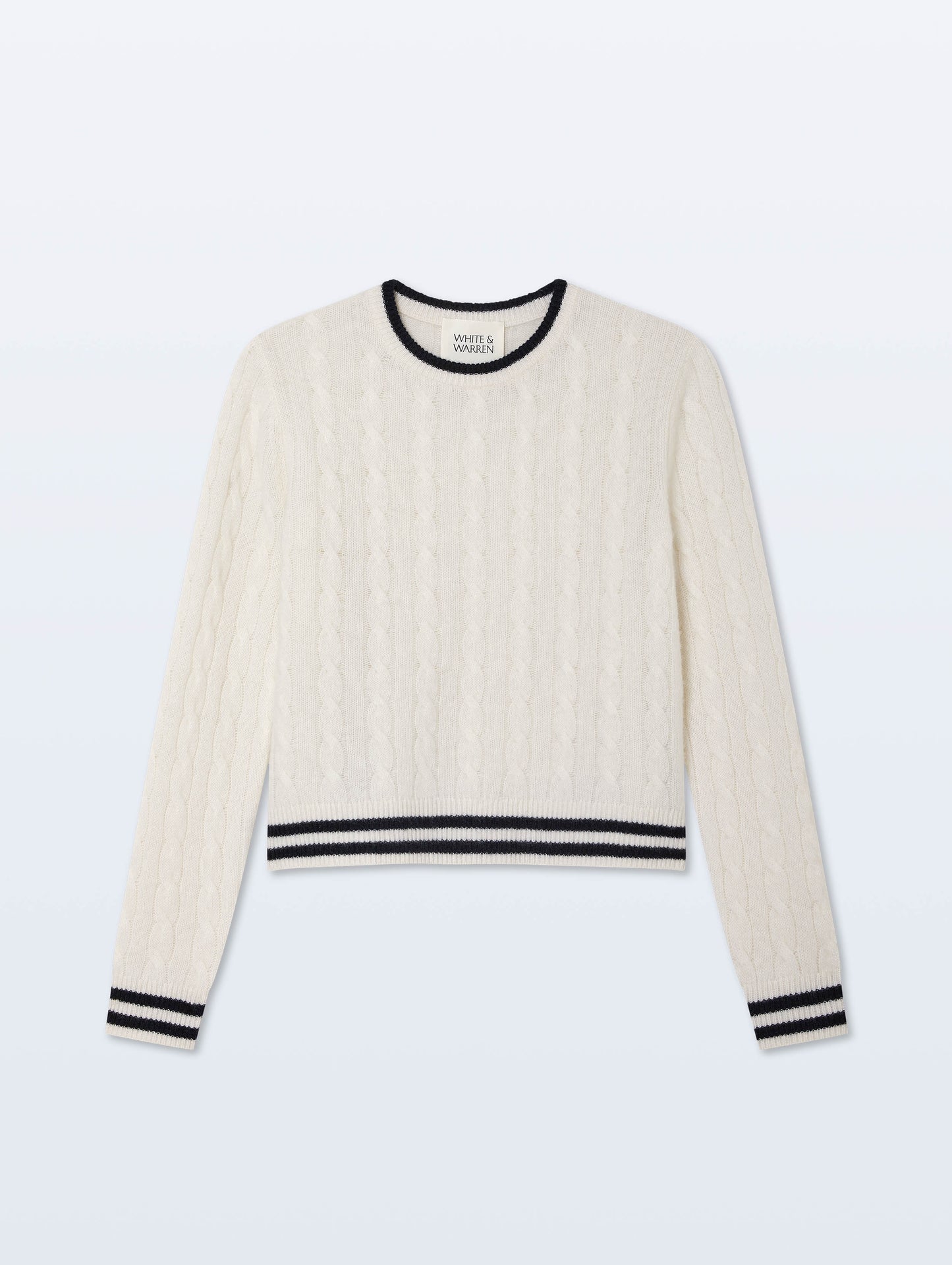 Cashmere Varsity Cable Crewneck