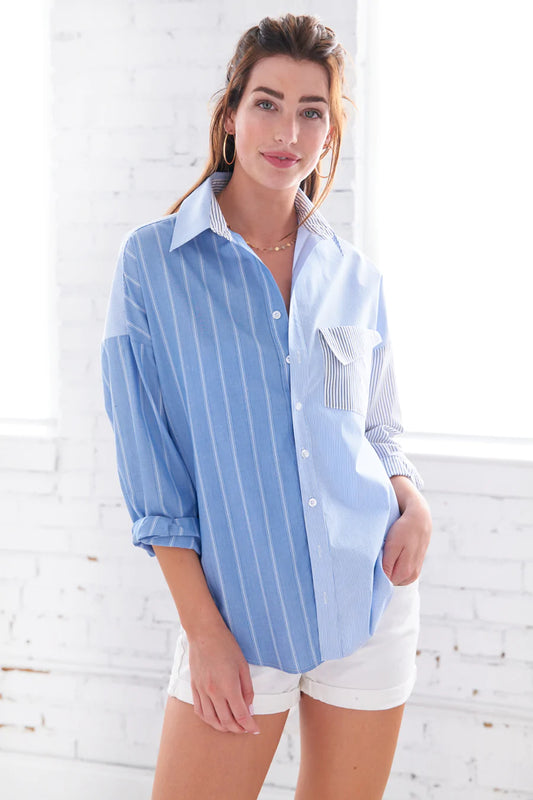 Boyfriend Striped Colorblock Top
