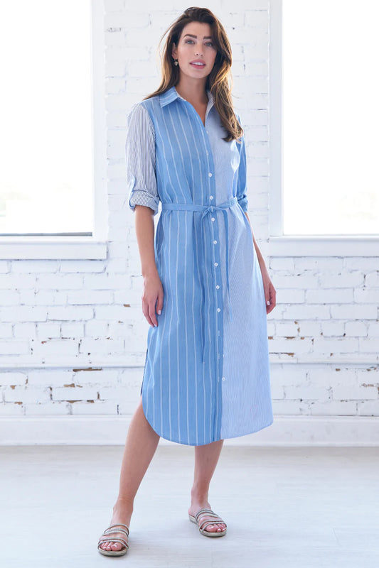 Long Alex Colorblock Shirt Dress